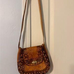 Handcrafted Floral Leather Shoulder Bag